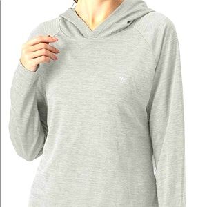 Light grey long sleeved hooded UV tshirt
